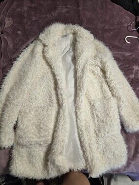 Military Hippie Cozy Faux Fur Cream Jacket